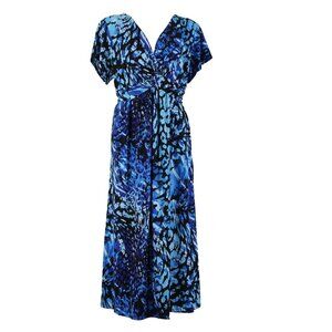 Avenue Dress $70 Sz 22 Blue Black Purple Twisted Front Poly Spandex Dress